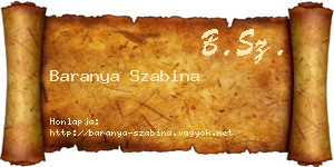 Baranya Szabina névjegykártya